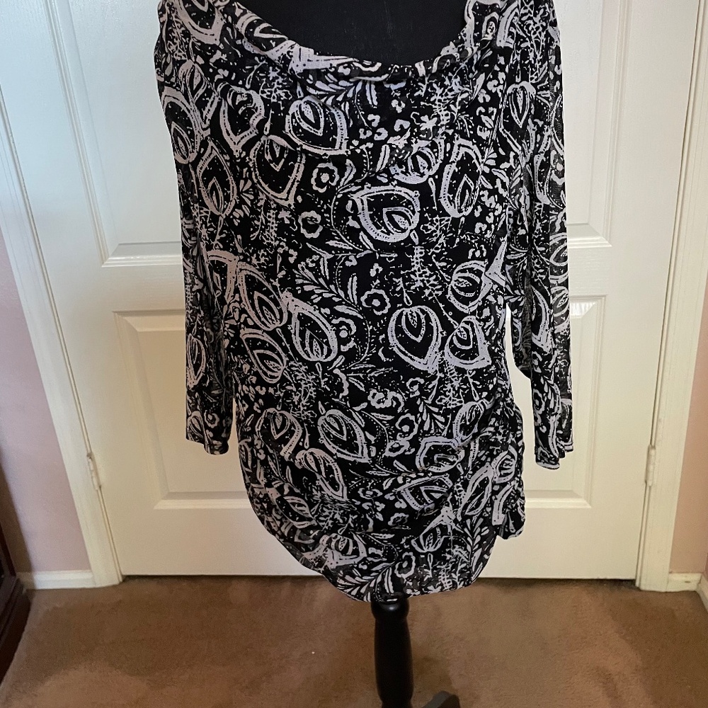 Alfani draped neck 3/4 length sleeves blouse